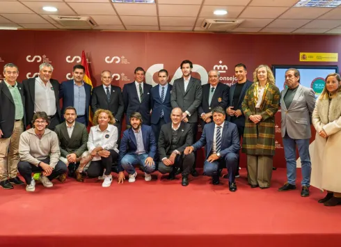 Carlos Yuste en la presentación del III Tumi Spain Golf Tour 2026