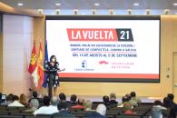 La consejera de Economía, Empresas y Empleo, Patricia Franco, presenta el recorrido de La Vuelta 2021 a su paso por la región. 