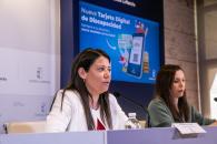 La consejera de Bienestar Social, Bárbara García Torijano, presenta la Tarjeta Digital Acreditativa del Grado de Discapacidad, en la Sala de Prensa de la Consejería de Sanidad.