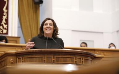 La consejera de Economía, Empresas y Empleo, Patricia Franco, interviene en el debate de la propuesta de creación de una Comisión no Permanente de Estudio sobre el modelo presente y futuro del sector turístico en Castilla-La Mancha