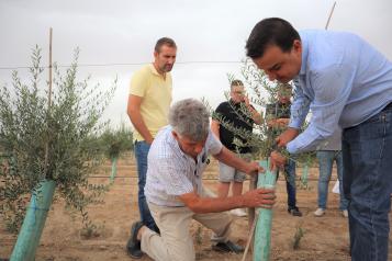 El consejero de Agricultura, Agua y Desarrollo Rural, se reúne con varios olivicultores en sus explotaciones para comprobar el estado de recuperación del olivar que se vio afectado por el temporal Filomena.