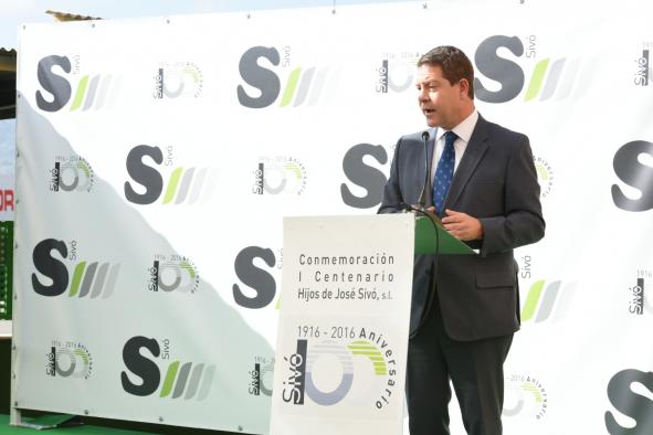 El presidente de Castilla-La Mancha, Emiliano García-Page, asiste al acto de conmemoración del primer centenario de la empresa Hijos de José Sivó, S.L.