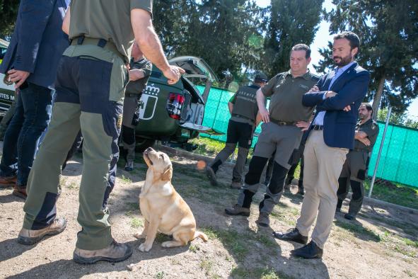 El consejero de Desarrollo Sostenible, José Luis Escudero, ha presentado la nueva unidad canina de detección de venenos en Toledo del Cuerpo de Agentes Medioambientales