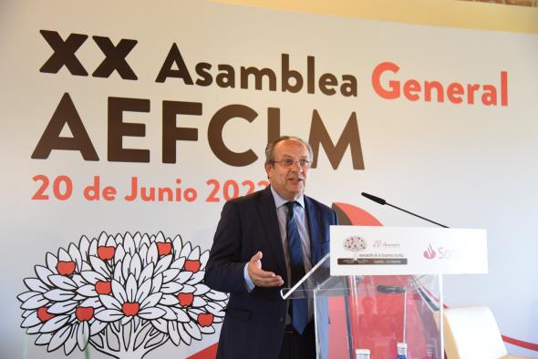 El consejero de Hacienda y Administraciones Públicas, Juan Alfonso Ruiz Molina, clausura la XX Asamblea General de la Asociación de Empresa Familiar de Castilla-La Mancha (AEFCLM)